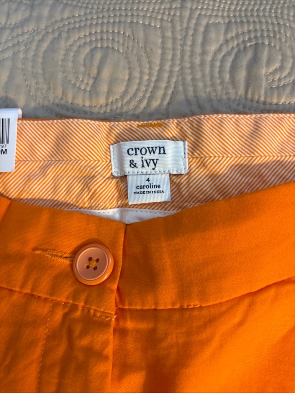 crown & ivy Bright Orange Women’s Chino Shorts - Picture 2 of 6
